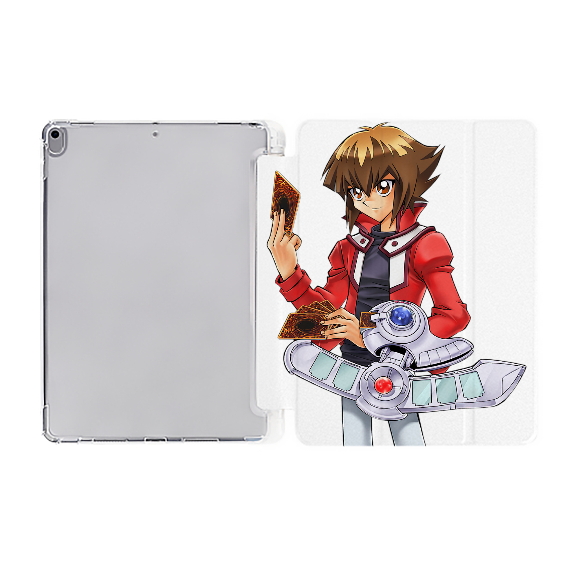 （画像用） 遊☆戯☆王 Yu-Gi-Oh! IPad ケース ペン収納付き 三つ折りスタンド PUレザー×シリコン 対応機種9.5/10.5/10.9インチ